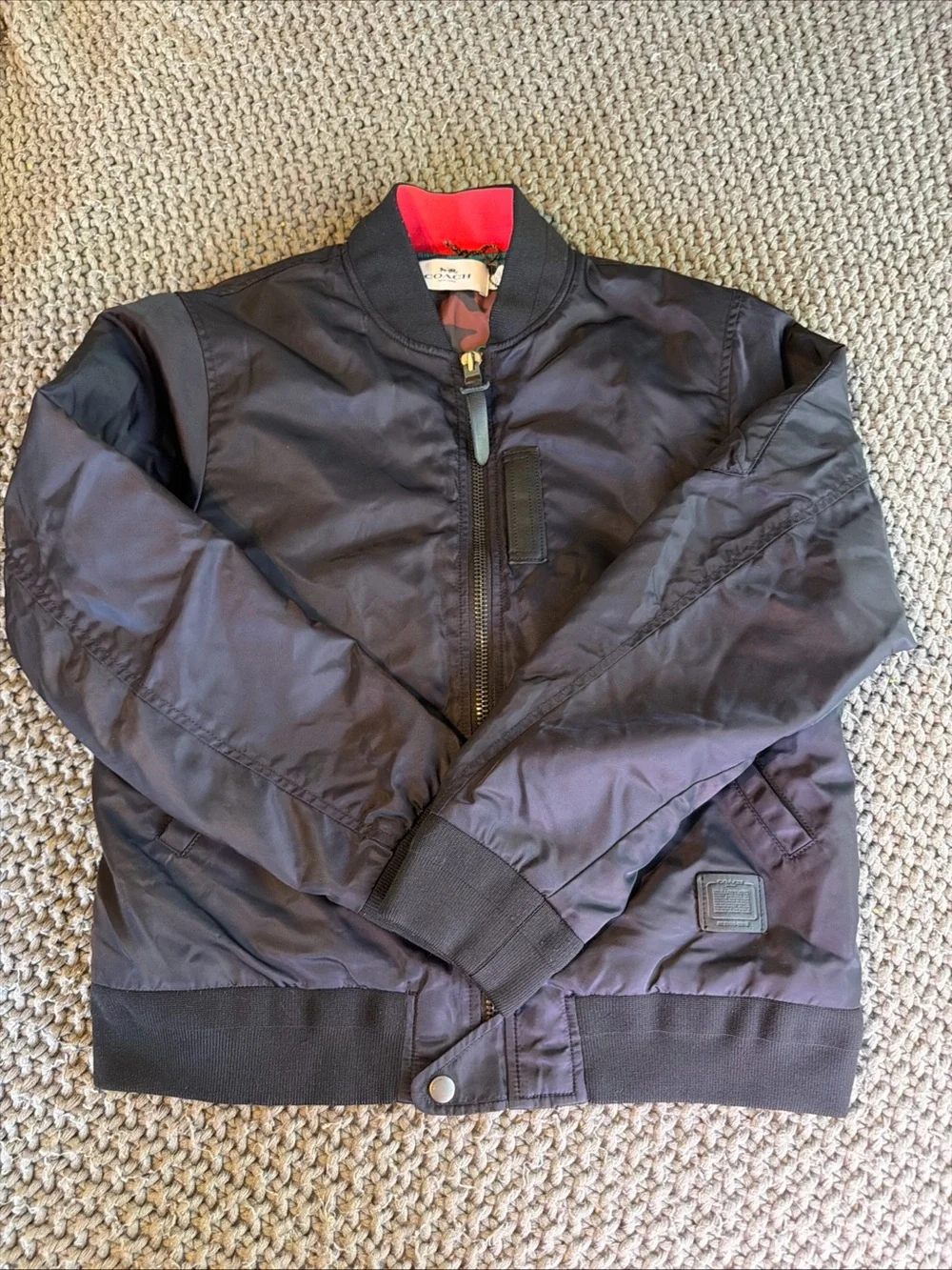 Coach Black Bomber Jacket Men Size M